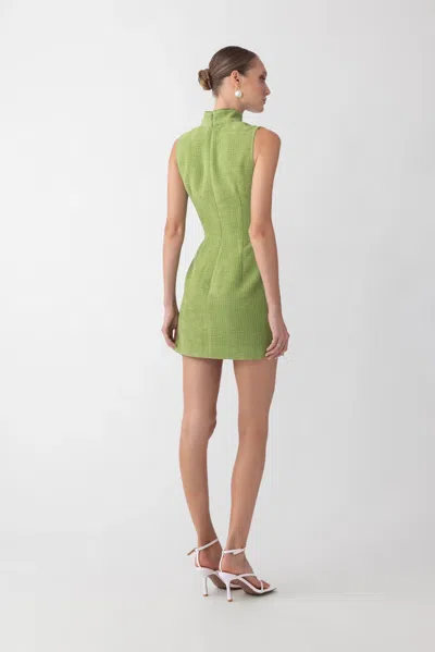 Sau Lee Ines Tweed Mini Dress In Apple Green