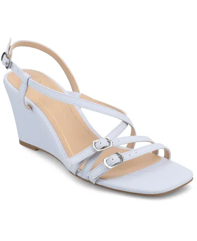 Journee Collection Womens Clinne Wedge Sandals In Light Blue