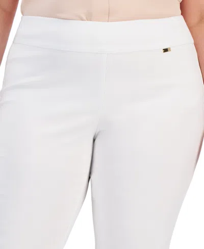 Inc International Concepts Plus Size Mid-rise Pull-on Capri Pants, Created For Macy's In Bright White