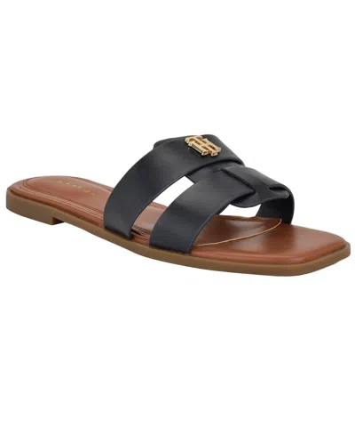 Tommy Hilfiger Women's Pixee Flat Slide Sandals In Dark Blue