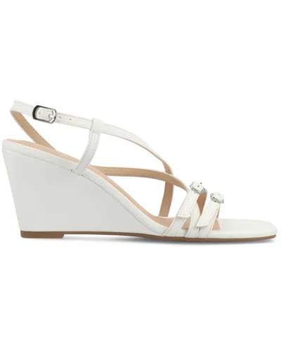 Journee Collection Journee Women's Clinne Wedge Sandals In White