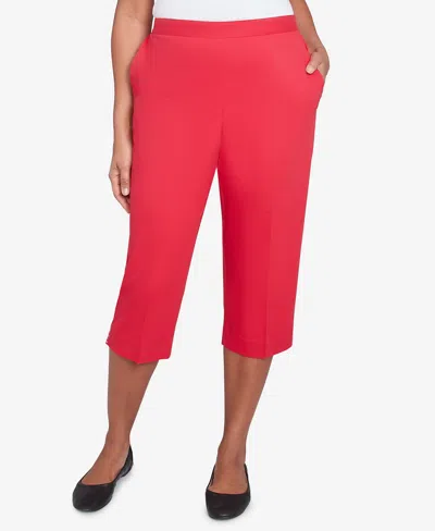 Alfred Dunner Women's Land Of The Free Star-studded Capri Pants In Red