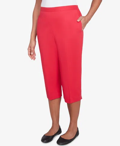 Alfred Dunner Women's Land Of The Free Star-studded Capri Pants In Red