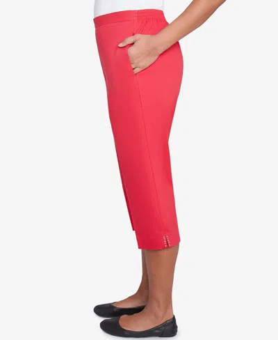 Alfred Dunner Women's Land Of The Free Star-studded Capri Pants In Red