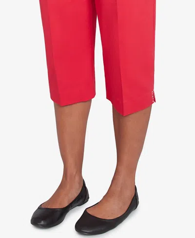 Alfred Dunner Women's Land Of The Free Star-studded Capri Pants In Red