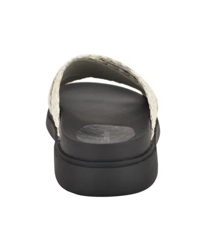 Calvin Klein Women's Pacen Woven Crisscross Flat Sandals In White