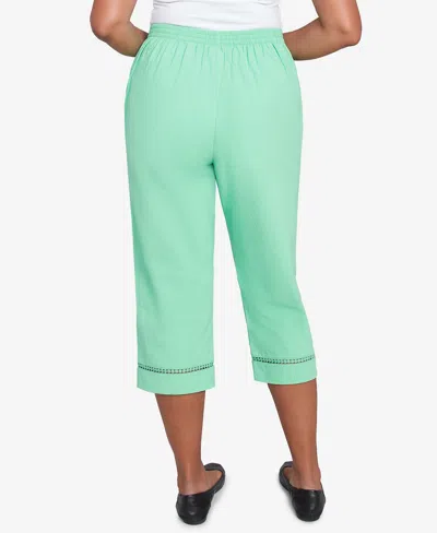 Alfred Dunner Rise & Shine Lace Dotted Trim Capri In Blue