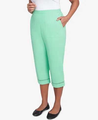 Alfred Dunner Rise & Shine Lace Dotted Trim Capri In Blue