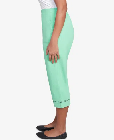 Alfred Dunner Rise & Shine Lace Dotted Trim Capri In Blue