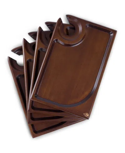 Toscana Rectangle Wine Appetizer Plates, Set Of 4 In Brown