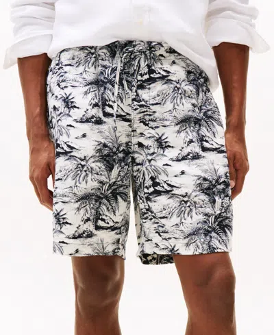 Tommy Hilfiger Regular Fit Island Print Linen Short In Blue