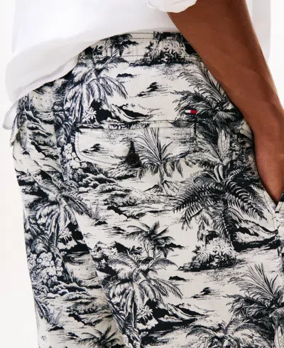 Tommy Hilfiger Regular Fit Island Print Linen Short In Blue