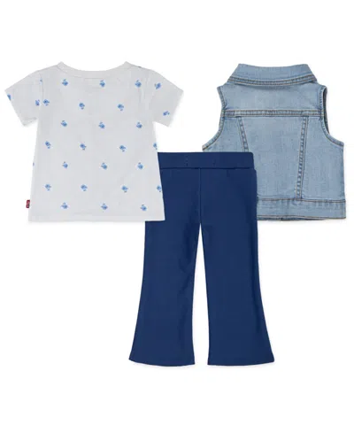 Levi's Baby Girls Tee, Vest And Flared Leggings, 3-piece Set In True Navy