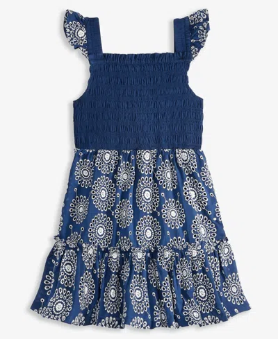 On 34th Toddler Girls Mommy & Me Cotton Eyelet Smocked Flutter-sleeve Dress, Exclusively At Macy's In Blazing Navy