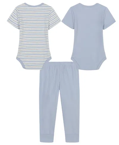 Calvin Klein Baby Boys 3-piece 2 Short Sleeve Bodysuits And Blue Fog Joggers Set In Blue Fog,ice Melt,marshmallow