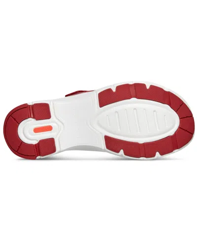 Rockport Women's Qwyn Slip-on Strappy Casual Wedge Sandals In Red Leather