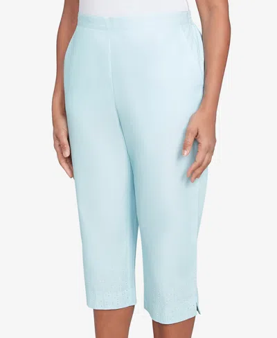 Alfred Dunner Women's St. Thomas Heat Set Embroidered Capri Pants In Neutral