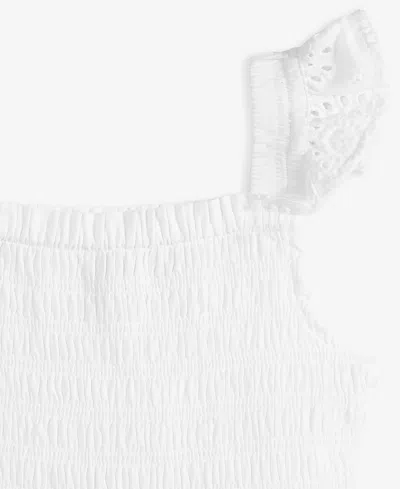 On 34th Little Girl's Cotton Eyelet Smocked Mommy & Me Flutter-sleeve Dress, Exclusively At Macy's In Bright White