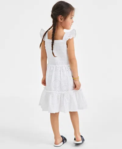 On 34th Little Girl's Cotton Eyelet Smocked Mommy & Me Flutter-sleeve Dress, Exclusively At Macy's In Bright White