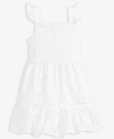 On 34th Little Girl's Cotton Eyelet Smocked Mommy & Me Flutter-sleeve Dress, Exclusively At Macy's In Bright White