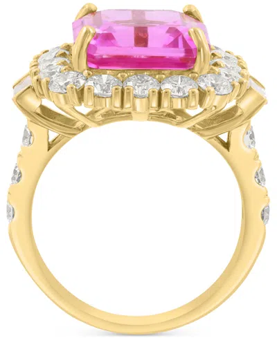 Effy Collection Effy Lab Grown Pink Sapphire (5-1/4 Ct. T.w.) & Lab Grown Diamond (2-1/3 Ct. T.w.) Halo Ring In 14k In Pink Sapphire