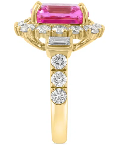 Effy Collection Effy Lab Grown Pink Sapphire (5-1/4 Ct. T.w.) & Lab Grown Diamond (2-1/3 Ct. T.w.) Halo Ring In 14k In Pink Sapphire