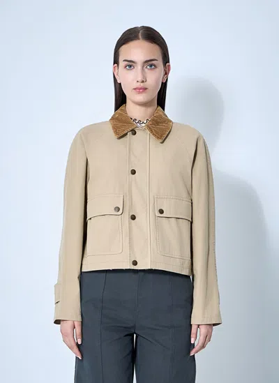 Burberry Beige Cropped Cotton Jacket In Beige