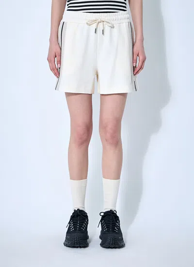 Moncler Off-white Striped Trim Shorts In Natural