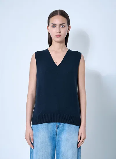 The Row V-neck Knitted Vest In Navy
