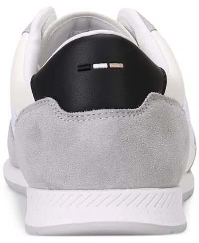 Hugo Boss Suede-panelled Sneakers In White