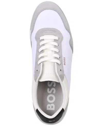 Hugo Boss Suede-panelled Sneakers In White