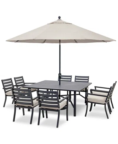 Agio Astaire Outdoor 9-pc Dining Set (64" Square Table + 8 Dining Chairs), Created For Macy's In Pearl White