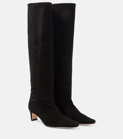 Staud Wally Suede Knee-high Boots In Black