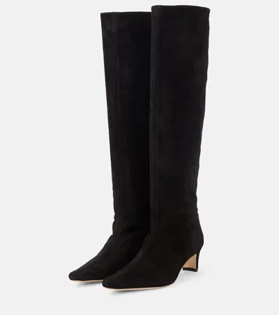 Staud Wally Suede Knee-high Boots In Black