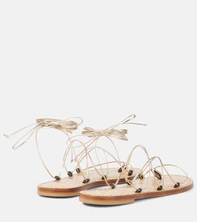 Amanu Serengetti Metallic Leather Sandals In Gold