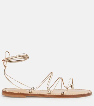 Amanu Serengetti Metallic Leather Sandals In Gold