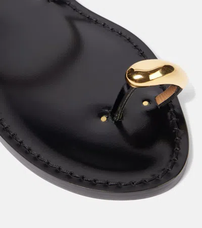 Amanu Kibera Embellished Leather Sandals In Black