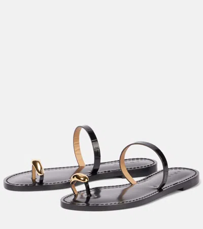 Amanu Kibera Embellished Leather Sandals In Black