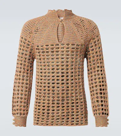 Valentino Garavani Multicolor Crochet Sweater In Nude