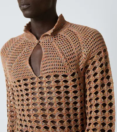 Valentino Garavani Multicolor Crochet Sweater In Nude