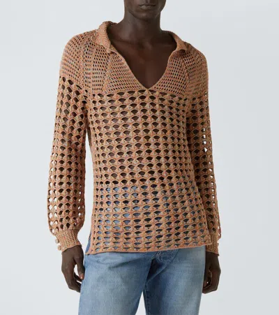 Valentino Garavani Multicolor Crochet Sweater In Nude