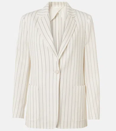Max Mara Embroidered Stripes Cotton Blend Blazer In Neutrals