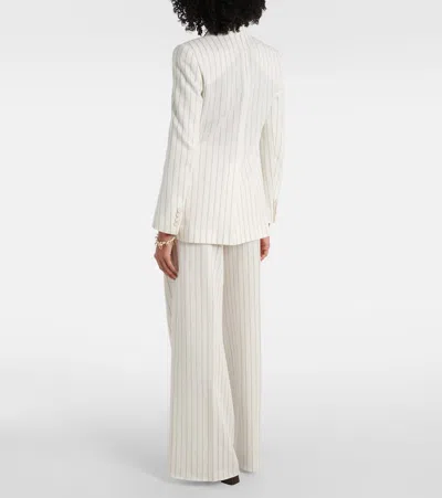 Max Mara Embroidered Stripes Cotton Blend Blazer In Neutrals