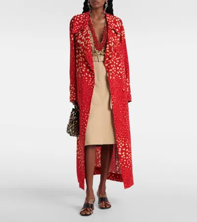 Dries Van Noten Printed Coat In Red