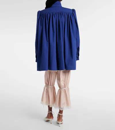 Chloé High-neck Utilitarian Jacket In Cotton Canvas In Blue