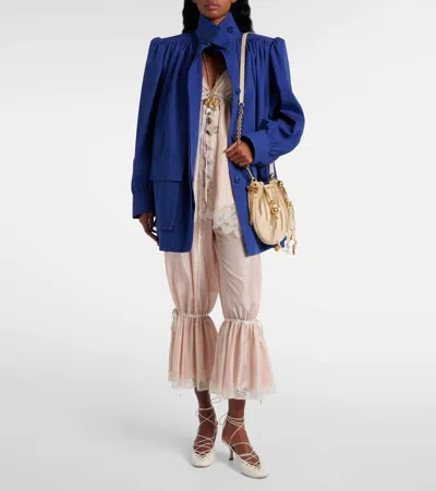 Chloé High-neck Utilitarian Jacket In Cotton Canvas In Blue