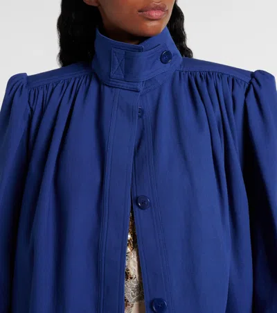 Chloé High-neck Utilitarian Jacket In Cotton Canvas In Blue