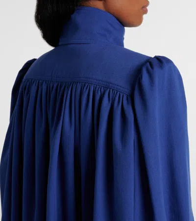 Chloé High-neck Utilitarian Jacket In Cotton Canvas In Blue