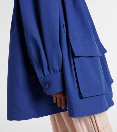Chloé High-neck Utilitarian Jacket In Cotton Canvas In Blue