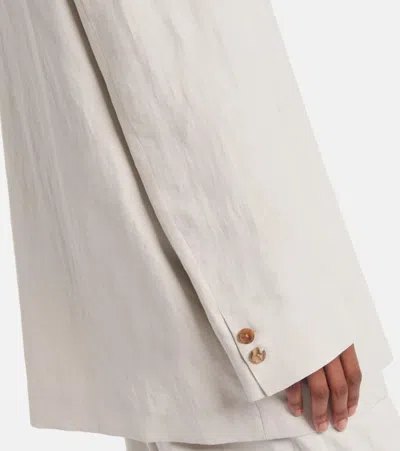 The Row Nat Double-breasted Silk And Linen Blazer In Grey